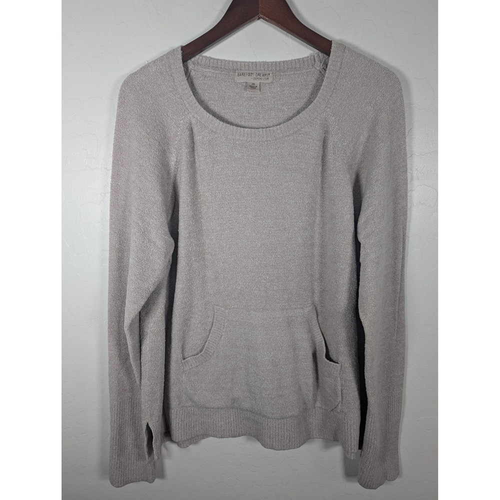 Barefoot Dreams Sweater Womens 2X Gray CozyChic Lite Pullover Pocket Lounge Soft